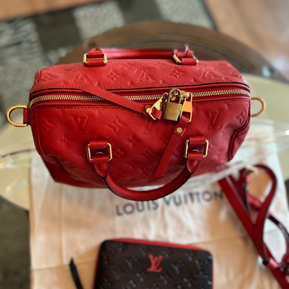 Louis Vuitton Red Emprinte Speedy Bag & Long Wallet - Picture 5 of 16